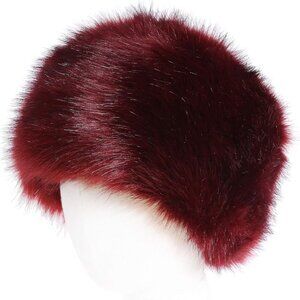 Women's Burgendy  Winter Faux Fur Cossak Russian Style Hat Warm Cap
